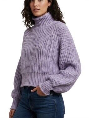 H&M Lavender Turtleneck Chunky Knit Sweater Medium